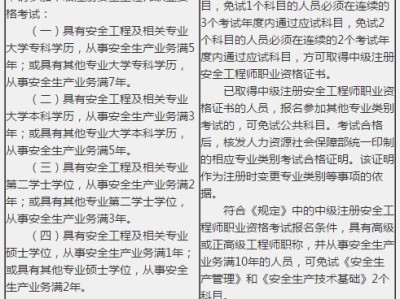 高級安全工程師報考條件及專業要求,高級安全工程師報考條件