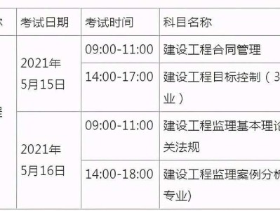 監(jiān)理工程師考試科目表,監(jiān)理考試科目安排2022