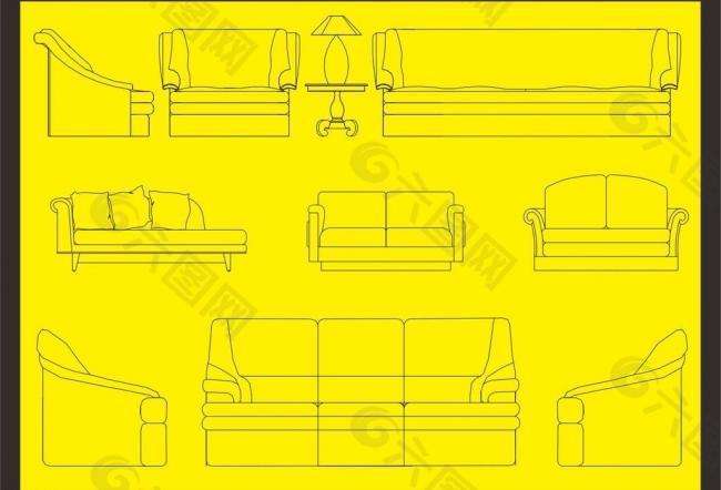 沙發(fā)立面圖CAD沙發(fā)立面圖  第1張