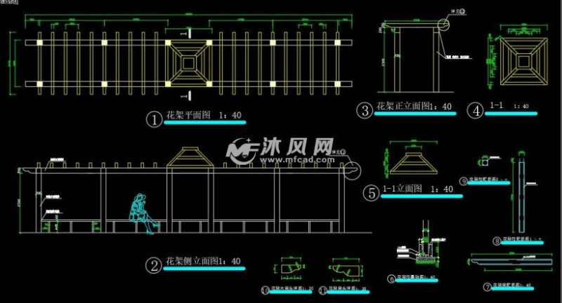 花架施工圖花架施工圖剖面圖  第1張