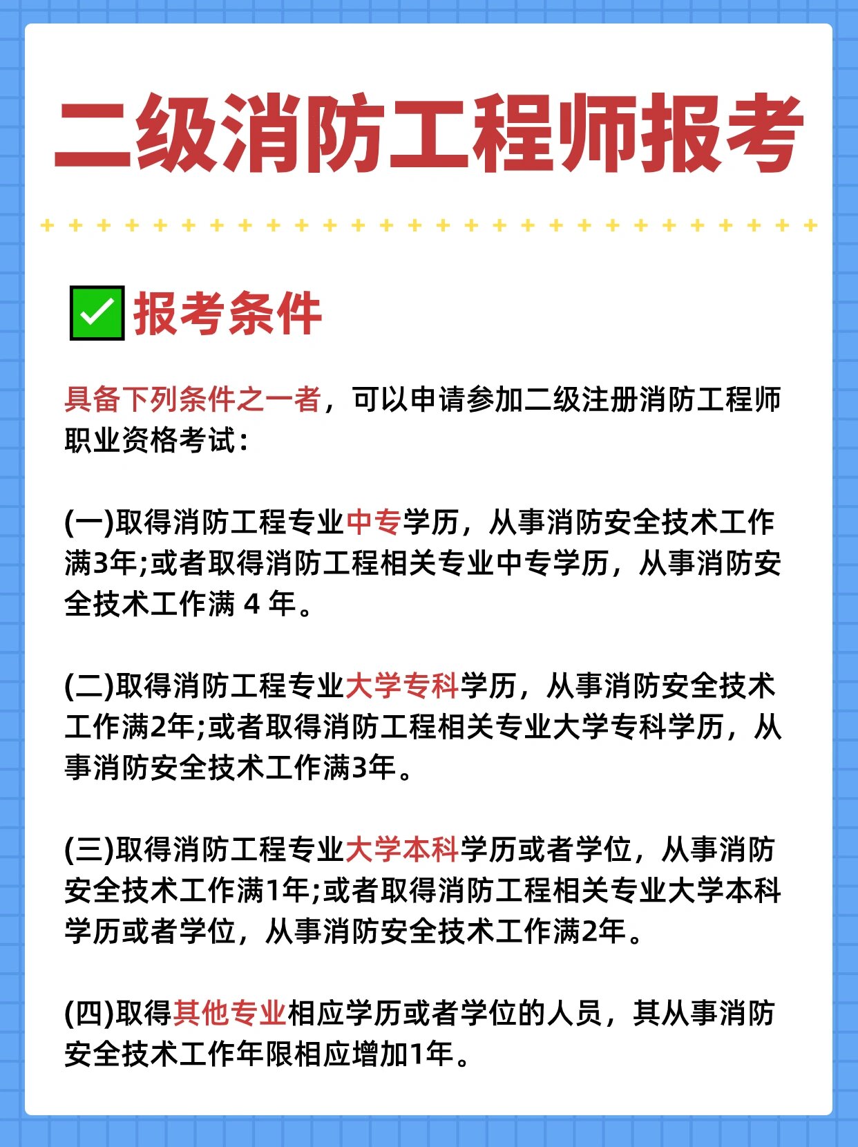 2020年二級消防工程師證報考條件是什么,報考二級消防工程師的條件  第2張