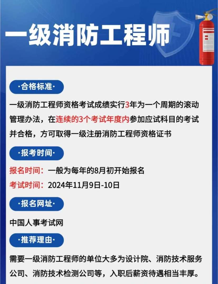 一級消防工程師可以考幾年,長期有效么一級消防工程師再往上考 第1張 一級消防工程師可以考幾年,長期有效么一級消防工程師再往上考 第1張